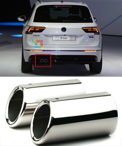 COPPIA TERMINALI DI SCARICO VW TIGUAN 2016+ INOX CROMATI LOOK SPORTIVO AUTOELEGANCERICAMBI