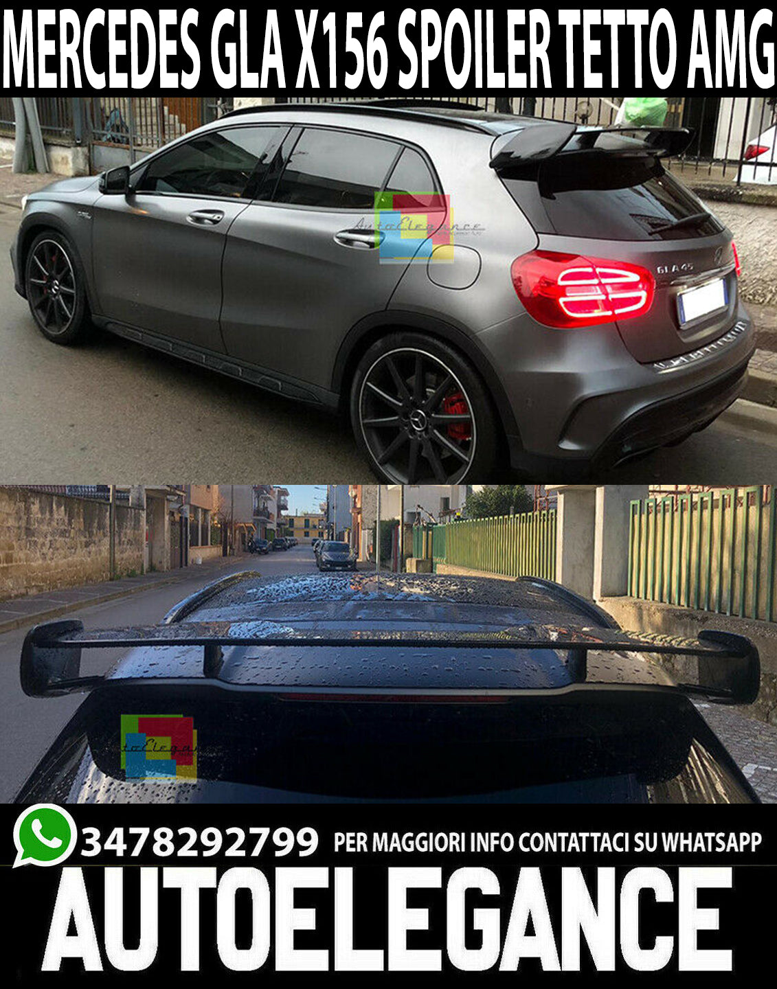ALETTONE MERCEDES GLA X156 2013-2017 SPOILER LUNOTTO POSTERIORE AMG TETTO -. AUTOELEGANCERICAMBI