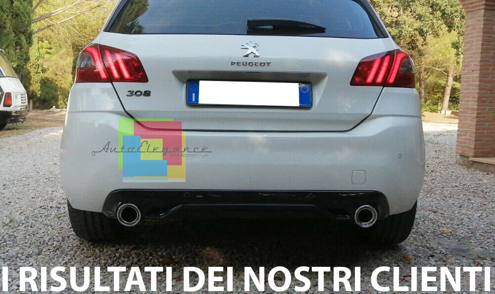 0075 PEUGEOT 308 II SOTTO PARAURTI POSTERIORE DIFFUSORE ABS NERO LUCIDO GT LINE AUTOELEGANCERICAMBI