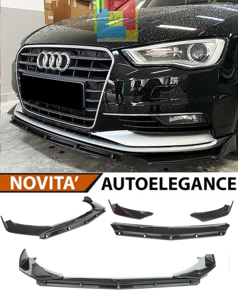 0169 AUDI A3 8V SPLITTER PARAURTI ANTERIORE NERO LUCIDO LOOK RS AUTOELEGANCERICAMBI