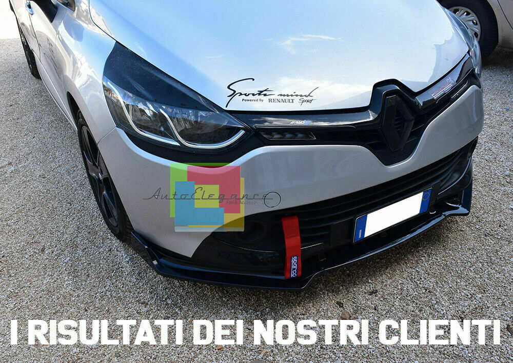 reno clio 4 hb 2012 - 2019 diffusore posteriore splitter ala con 2 punte di  scarico cromate piano lucido plastica superficie nera