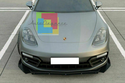0284 PORSCHE PANAMERA 971 SPLITTER PARAURTI ANTERIORE NERO LUCIDO LOOK RS AUTOELEGANCERICAMBI