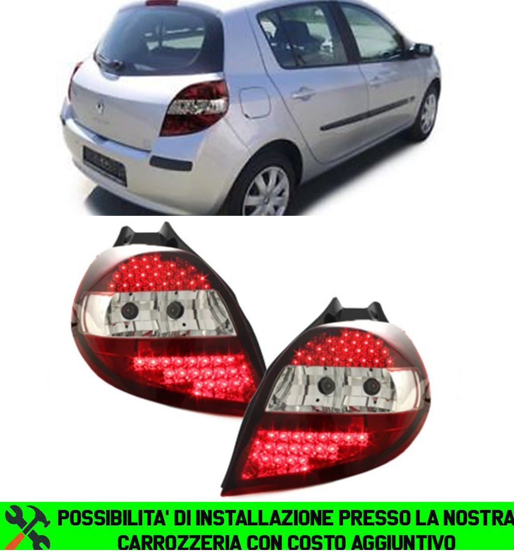 RENAULT CLIO III 2005-2009 PAIR OF REAR LIGHTS LED RED SMOKE TUNING