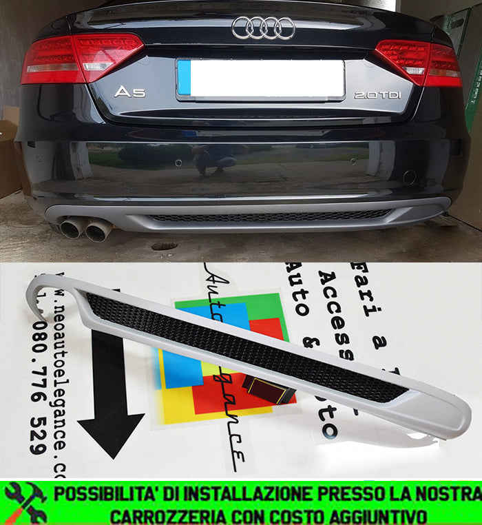 DIFFUSORE POSTERIORE SOTTO PARAURTI AUDI A5 SPORTBACK 08-11 ESTRATTORE SLINE 2.0