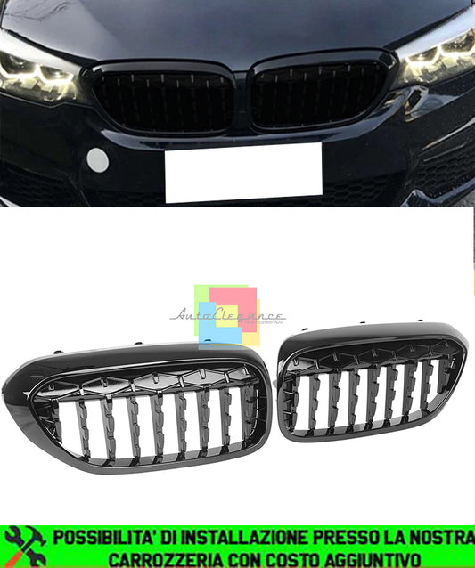 BMW SERIE 5 G30 G31 GRIGLIA ANTERIORE NERA LOOK M DIAMANT BLACK EDITION AUTOELEGANCERICAMBI