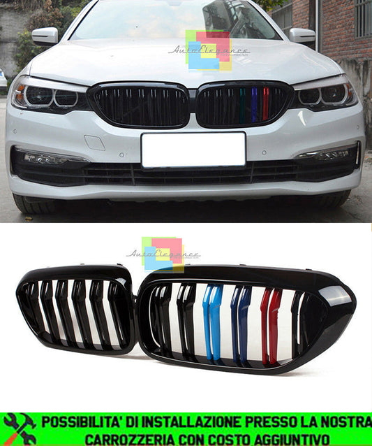 GRIGLIA ANTERIORE 3 COLORI M DOPPIA FASCIA BMW SERIE 5 G30 G31 2017+ MASCHERINE