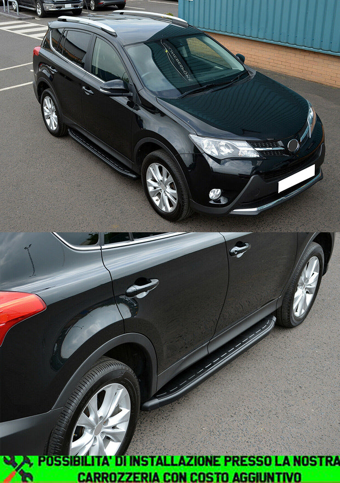 TOYOTA RAV4 RAV-4 2013-2018 PEDANE LATERALI SOTTO PORTA NERE ALLUMINIO