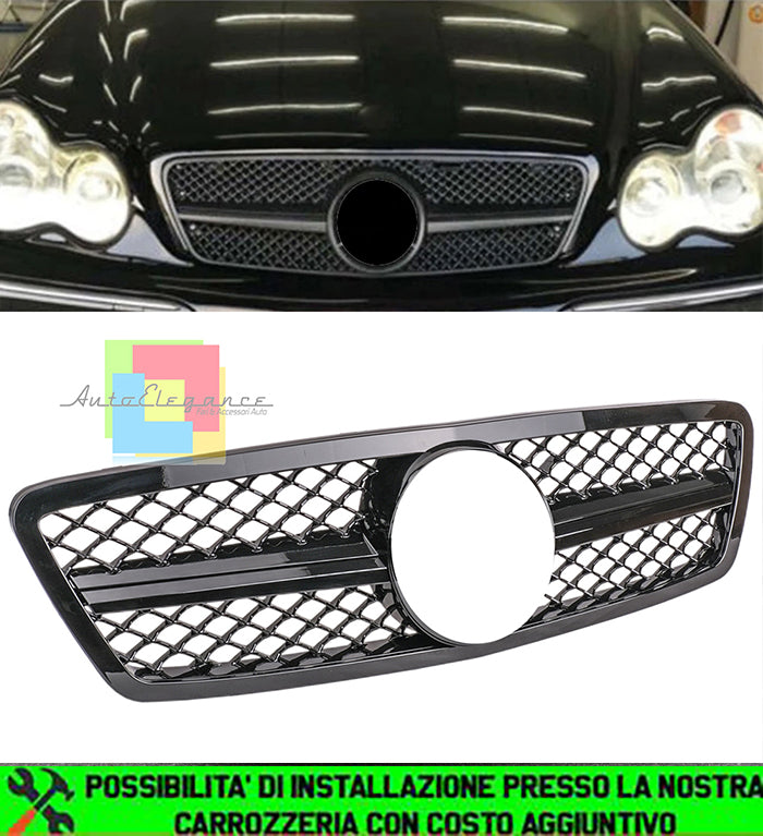 GRIGLIA ANTERIORE A NIDO D&apos;APE MERCEDES CLASSE C W203 00-07 LOOK AMG BLACK