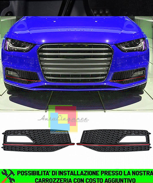 AUDI A4 B8 2012-2015 LIFT GRIGLIE FENDINEBBIA BORDO ROSSO PARAURTI SLINE AUTOELEGANCERICAMBI
