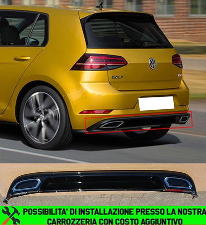 VW GOLF 7.5 2017-2020 DIFFUSORE POSTERIORE SOTTO PARAURTI TERMINALI OVALI ABS