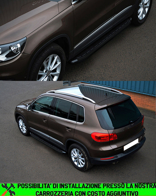 VW TIGUAN 2007-2015 PEDANE LATERALI SOTTO PORTA NERE ALLUMINIO