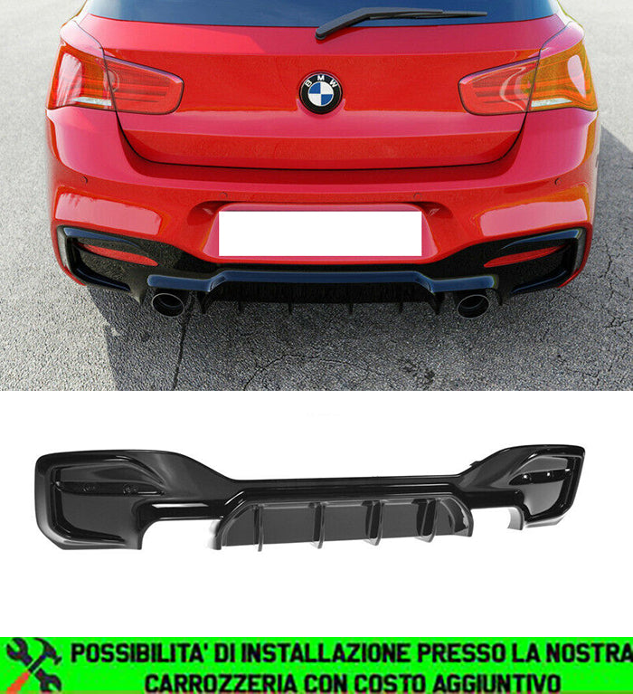 BMW SERIE 1 F20 F21 2015+ RESTYLING DIFFUSORE POSTERIORE M SPORT ABS NERO LUCIDO AUTOELEGANCERICAMBI