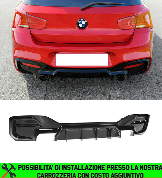 BMW SERIE 1 F20 F21 2015+ RESTYLING DIFFUSORE POSTERIORE M SPORT ABS NERO LUCIDO AUTOELEGANCERICAMBI