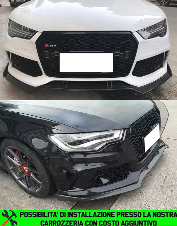 AUDI A7 2010-2017 SPOILER SOTTO PARAURTI ANTERIORE NERO ABS LOOK RS7 AUTOELEGANCERICAMBI
