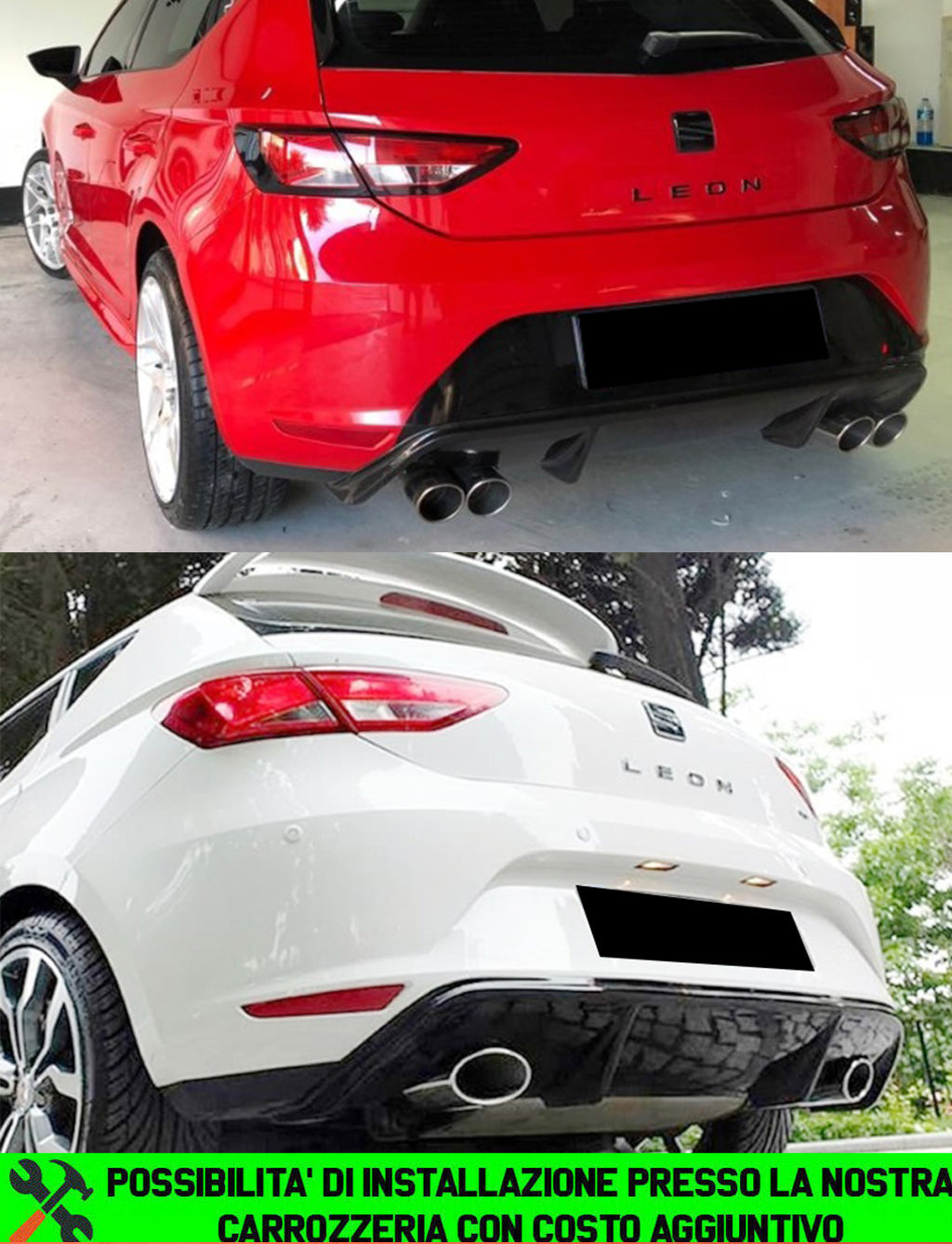 SEAT LEON 5F MK3 2012-2016 SPOILER DIFFUSORE POSTERIORE ABS NERO LUCIDO