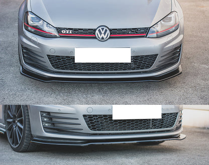 LIP SPOILER UNDER FRONT BUMPER VW GOLF 7 GTI ABS GLOSSY BLACK SPLITTER .-