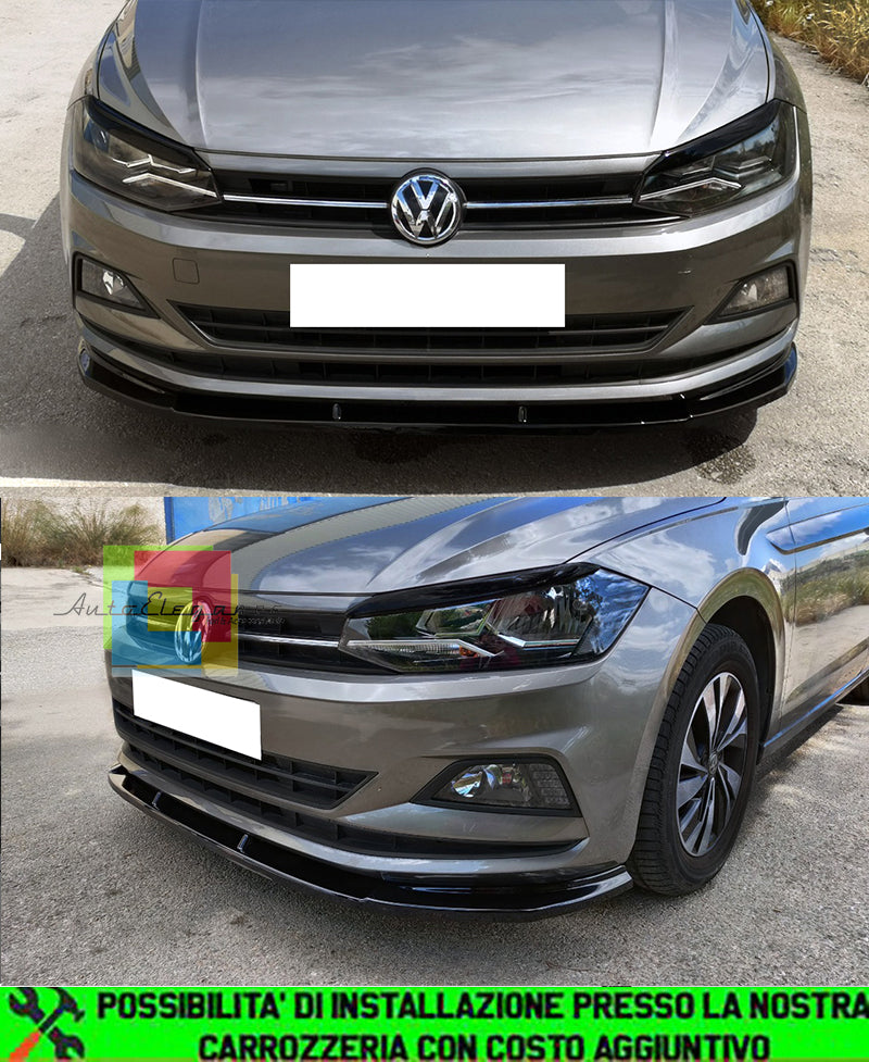 VW POLO AW1 2018+ LAMA SOTTO PARAURTI ANTERIORE IN ABS LOOK SPORTIVO NERO