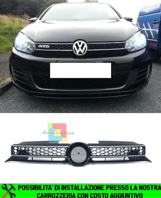 VW GOLF 6 2008-2013 GRIGLIA ANTERIORE NERA CALANDRA GTD / GTI NO LOGO