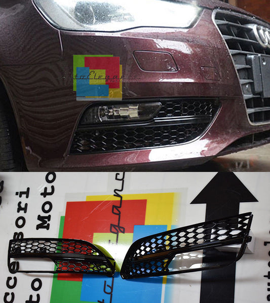 SIDE FOG LIGHT GRILLS AUDI A3 8V 2012+ RS3 DESIGN HONEYCOMB LOOK BLACK