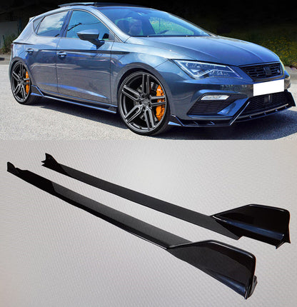 SEAT LEON 5F SPOILER FR SPOILER LATERALI SOTTO MINIGONNA ABS NERO SPLITTER BAFFO