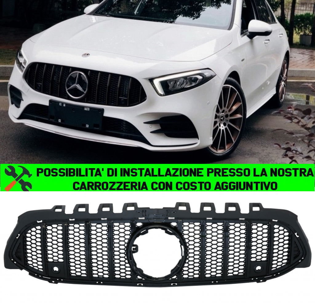 MERCEDES CLASSE A W177 2018+ GRIGLIA ANTERIORE NERA NIDO D'APE MASCHERINA AMG