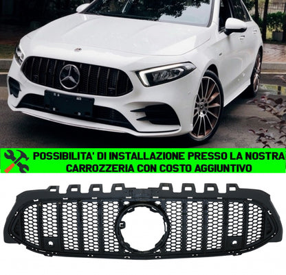 MERCEDES CLASSE A W177 2018+ GRIGLIA ANTERIORE NERA NIDO D'APE MASCHERINA AMG