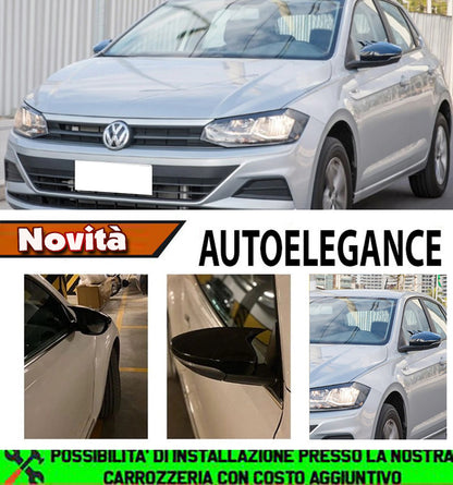 VW POLO AW1 2017+ CALOTTE ADESIVE SPECCHI SPECCHIETTI RETROVISORI NERO LUCIDO