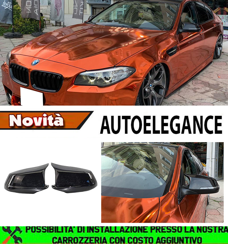 BMW SERIE 5 F10 F11 2009-2014 CALOTTE ADESIVE SPECCHI SPECCHIETTI RETROVISORI NERO LUCIDO AUTOELEGANCERICAMBI