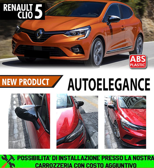 RENAULT CLIO 5 2020+ CALOTTE SPECCHIO NERO LUCIDO ABS ADESIVE 3M