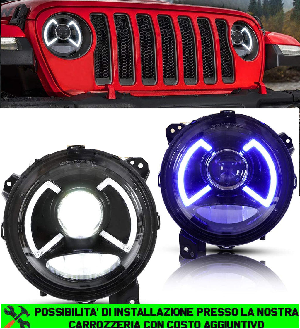 JEEP WRANGLER JL 2018+ COPPIA FARI ANTERIORI LENTICOLARI FULL LED