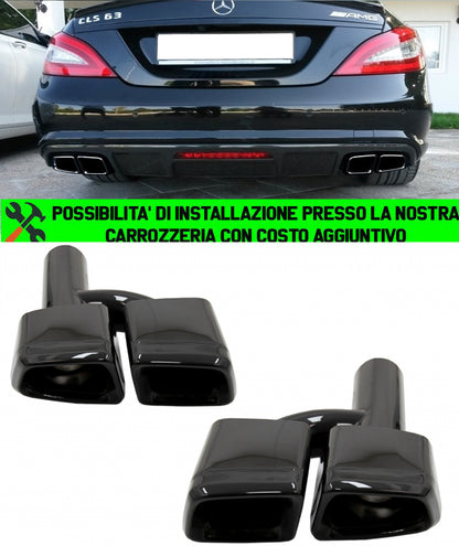 MERCEDES ES-CLASS ML CL CLS SL EXHAUST PIPE AMG LOOK STAINLESS STEEL BLACK