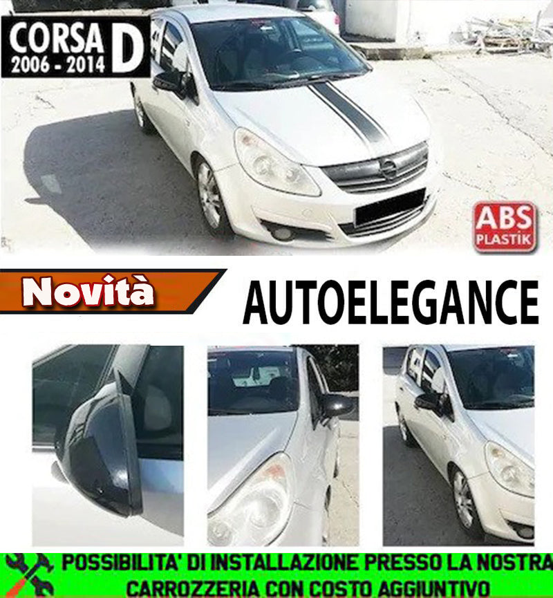 OPEL CORSA D CALOTTE ADESIVE SPECCHI SPECCHIETTI RETROVISORI NERO LUCIDO
