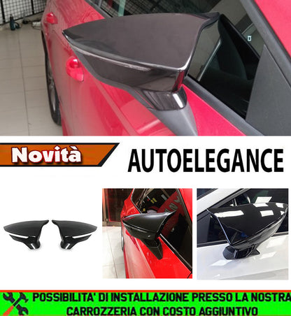 SEAT LEON 5F 2012+ CALOTTE ADESIVE SPECCHI SPECCHIETTI RETROVISORI NERO LUCIDO