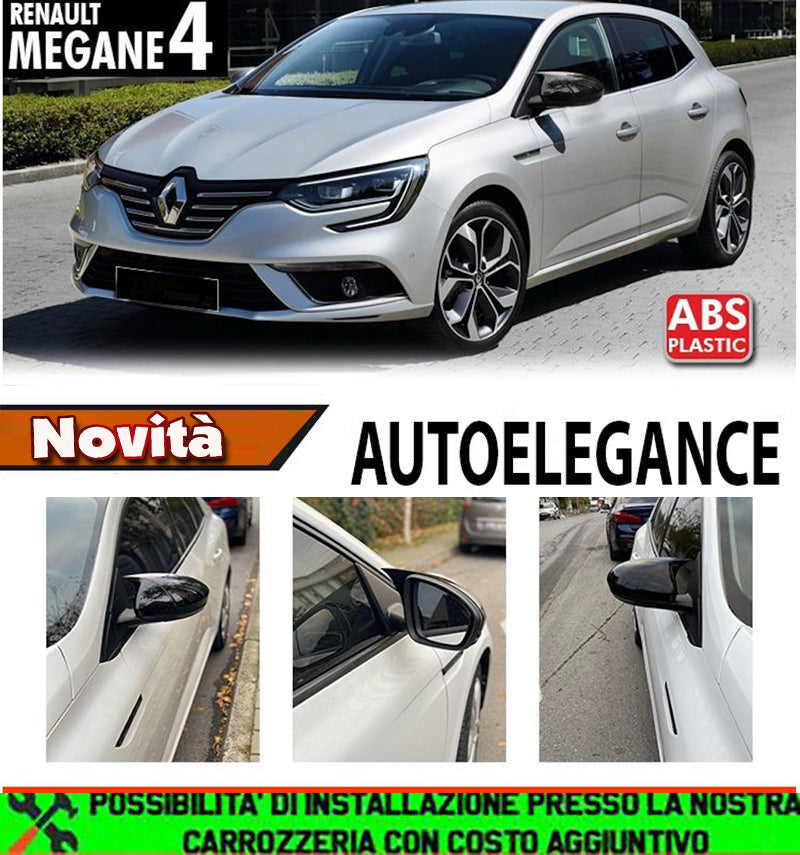 RENAULT MEGANE 4 IV CALOTTE ADESIVE SPECCHI SPECCHIETTI RETROVISORI NERO LUCIDO