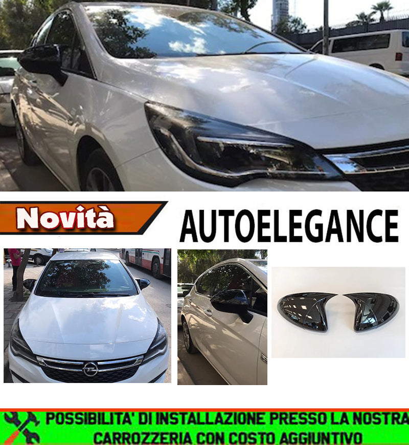 OPEL ASTRA K CALOTTE ADESIVE SPECCHI SPECCHIETTI RETROVISORI NERO LUCIDO