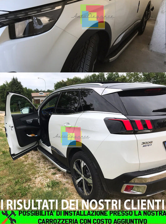 PEDANE LATERALI PEUGEOT 3008 SUV 2016+ SOTTO PORTA ANTISCIVOLO