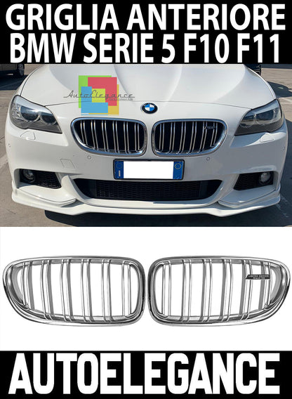 BMW SERIE 5 F10 F11 GRIGLIA ANTERIORE DOPPIA FASCIA M5 CROMATO / SATINATO AUTOELEGANCERICAMBI