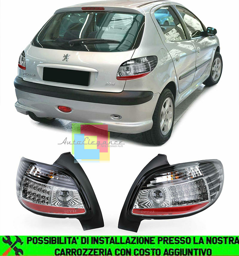 PEUGEOT 206 3 &amp; 5 DOORS 1998+ SMOKED LED REAR LIGHTS TUNING LOOK