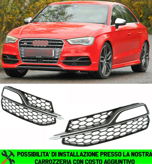 AUDI A3 8V 2012-2016 GRIGLIE FENDINEBBIA SLINE S3 TRAFORATE TOP QUALITA' ABS AUTOELEGANCERICAMBI