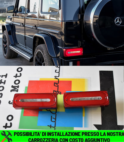 FARI POSTERIORI LIGHTBAR LED MERCEDES G W463 1989-2015 ROSSO / TRASPARENTE