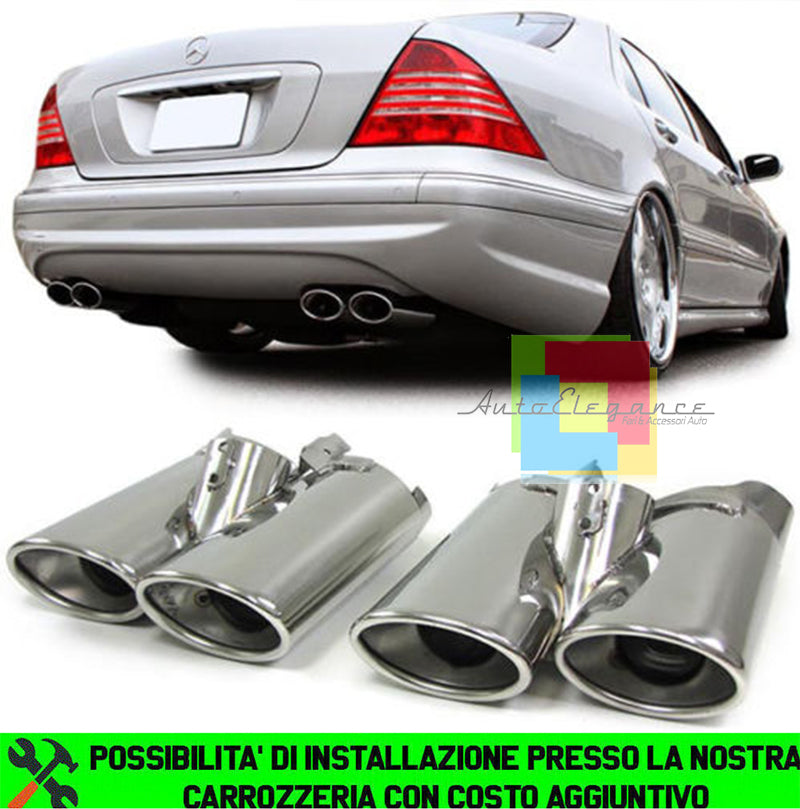 MERCEDES CLASSE S W220 1998-2005 COPPIA TERMINALI DOPPIO SCARICO LOOK AMG