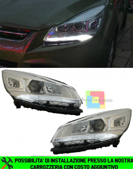 FORD KUGA II 2013-2016 FARI ANTERIORI LENTICOLARI DIURNA LED H7 / H1 FANALI
