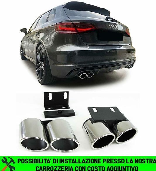 AUDI A3 8V SEDAN SPORTBACK DOUBLE EXHAUST TIPPER STAINLESS STEEL LOOK S3