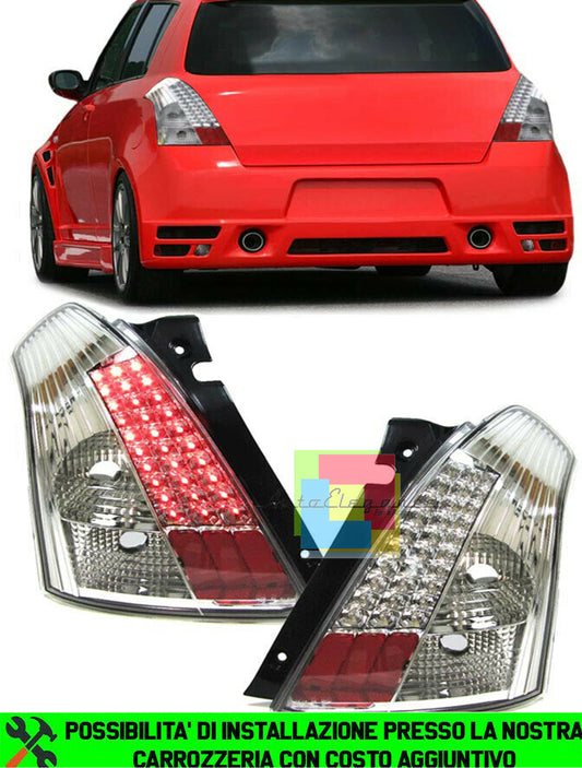 SUZUKI SWIFT III 2005-2010 CHROME / CLEAR REAR LIGHTS LED TAIL LIGHTS