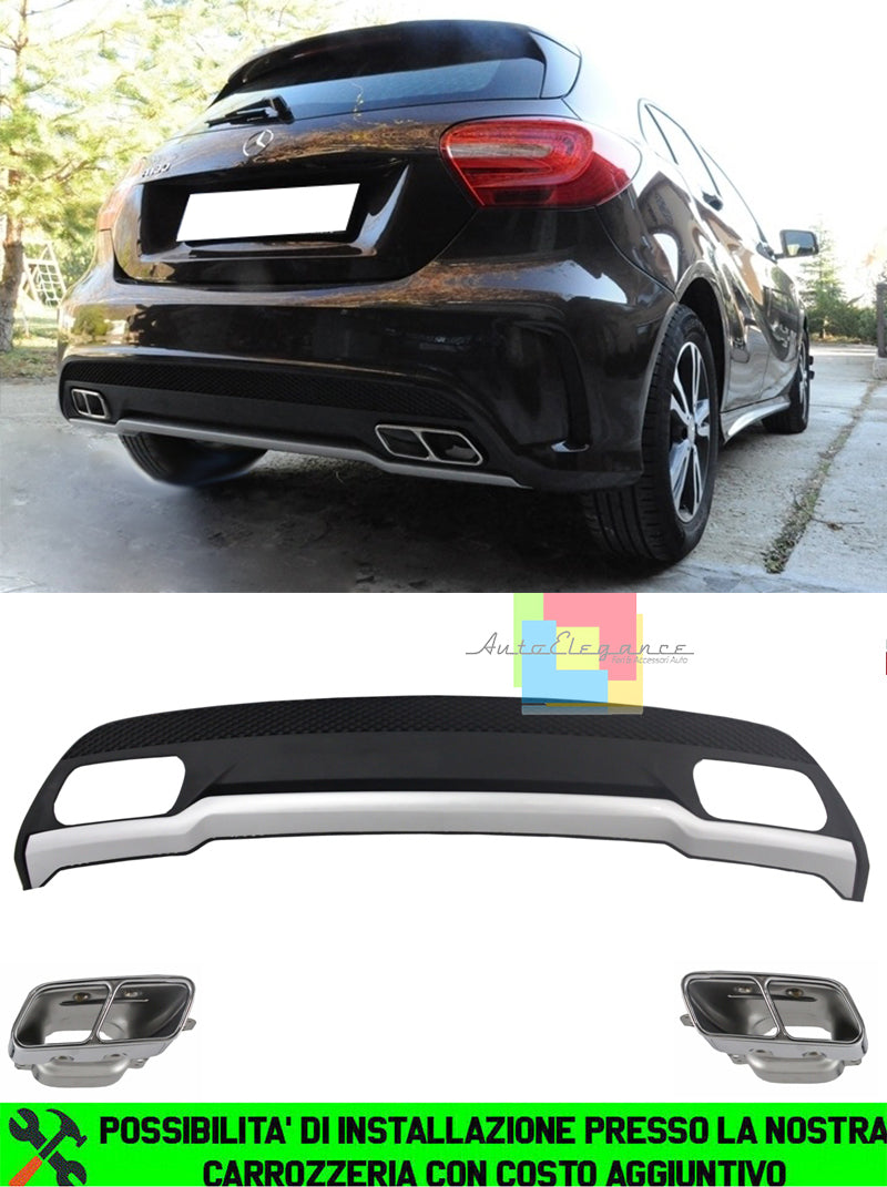 MERCEDES CLASSE A W176 DIFFUSORE SOTTO PARAURTI POSTERIORE CON TERMINALI AMG