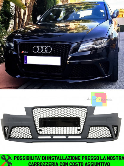 AUDI A4 B8 2007-2011 PARAURTI ANTERIORE COMPLETO + GRIGLIA ANTERIORE NERA LOOK RS5 AUTOELEGANCERICAMBI