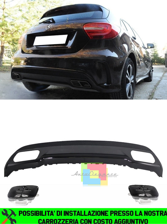 MERCEDES A-CLASS W176 2012-2018 REAR DIFFUSER WITH BLACK TIPPER AMG