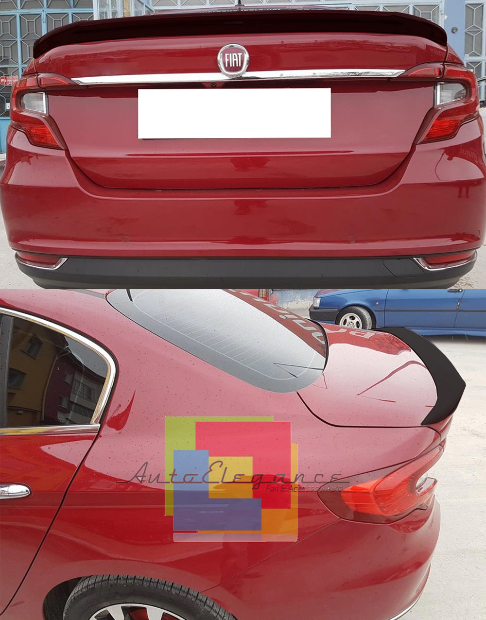 FIAT TIPO SALOON REAR SPOILER ON THE HOOD GLOSSY BLACK IN ABS