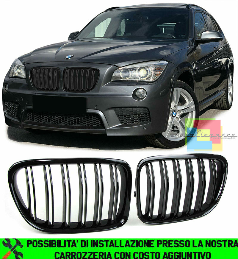 BMW X1 E84 2009-2014 GRIGLIA ANTERIORE NERA DOPPIA FASCIA LOOK M AUTOELEGANCERICAMBI