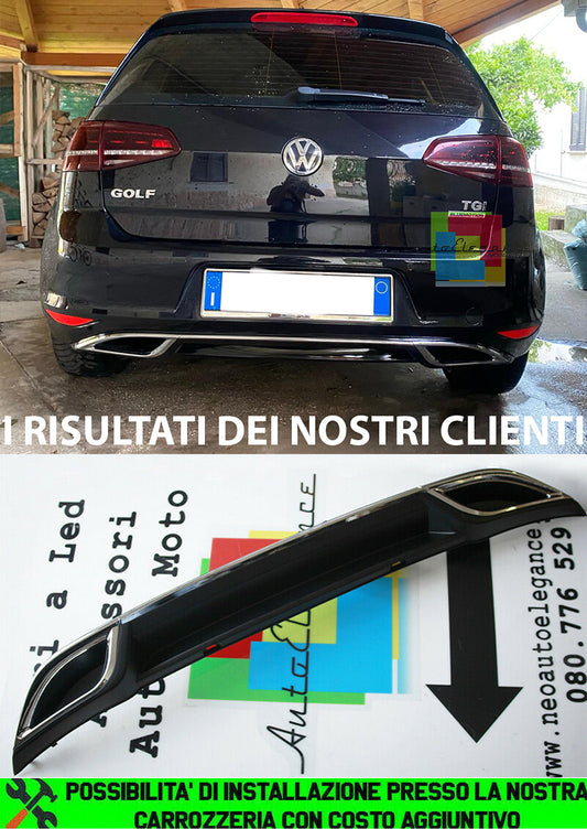 VW GOLF 7 MK7 2012-2017 DIFFUSORE POSTERIORE 7.5 LOOK SOTTO PARAURTI ABS